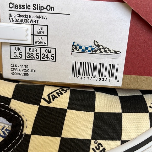 Vans Classic Slip On Big Check Black/Navy sneakers WMNS - Picture 16 of 16